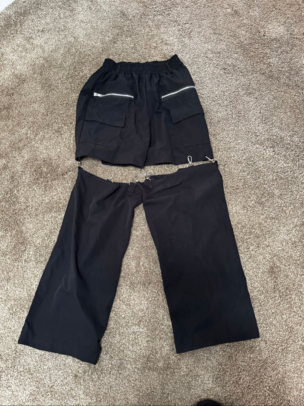 Rave Wonderland Women's Black Convertible Wide Leg Cargo Rave Pants Small NWOT